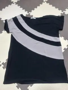 黒とグレーのストライプ半袖チュニックのサムネイル
