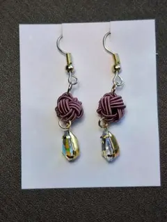 ハンドメイド 紫 水引 ピアス