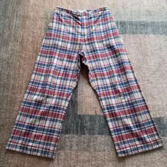 ユニクロ イネス INES イージーパンツ チェック オフホワイト 赤 Lサイズ
