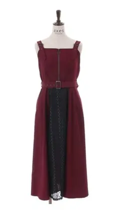 [美品] バイカラーレースジャンスカ 赤 axes famme ほぼ未使用