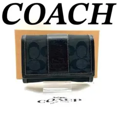 コーチ 二つ折り財布 折り財布 レザー ブラック ダークグレー 71209