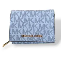 美品　 マイケルコース MICHAEL KORS 三つ折り財布 ブルー　水色