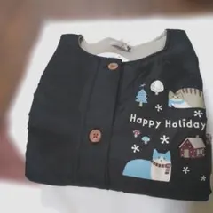 KURONEKO CLUB 猫デザイン 暖ったかルームウェア前開きボタン付き新品