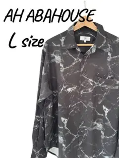 【AH ABAHOUSE】アブストラクト柄 長袖シャツ