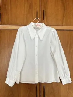 ホワイト 長袖 シャツ レース襟　FREE SIZE