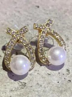 パール クリスタル ピアス 高見え 韓国 結婚式 フォーマルな