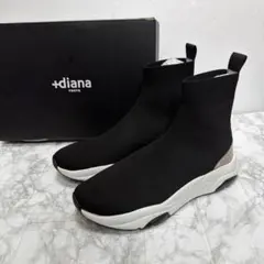 美品　+diana 軽量ニット ソックススニーカー 撥水加工 23.5 ブラックのサムネイル