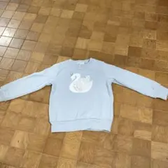 ライトブルー 白鳥刺繍 トレーナー 100cm