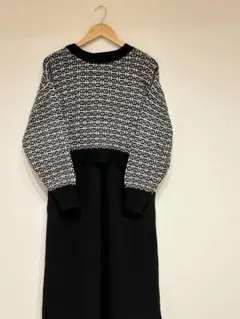 美品 LEPSIM 長袖ニットマタニティワンピース　 ブラック F 産前産後のサムネイル