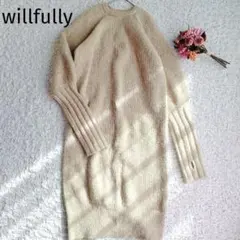willfully【フィルフリー】ニットワンピース　ロング　 ライトブラウン　F