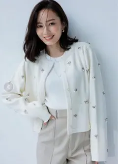 anuans アニュアンス　ビジューニットジャケット/ピンク/PNK USAGI ONLINE限定カラー】ビジューニットジャケット（ノーカラー