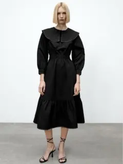ZARA ピーターパンカラー ミディワンピース　S