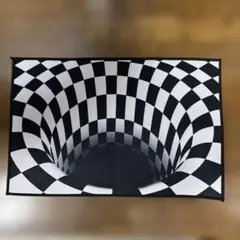 トリックアートチェックラグ 約60cm x 90cm