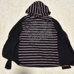 00s archive y2k パンク グランジ 平成 ボーダー英字パーカー