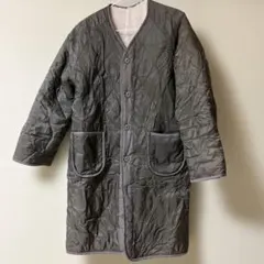 カーキ　リバーシブルコート　ボアコート　キルティングジャケット　ロング丈
