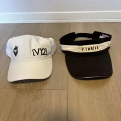V12 メッシュキャップ ホワイト　ブラックセット