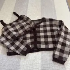 チェック柄ニットセット（カーディガン・キャミソール）