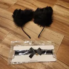 【新品未使用】コスプレ　カチューシャ　猫？　熊？　耳　ネック付き
