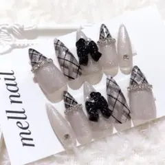 【優先発送】3580 ネイルチップ 量産型 ワンホン フレンチガーリー 韓国