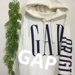 GAP ホワイト パーカー S デカロゴ　プリント　難有り