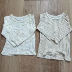 花柄 チェック柄 肌着 ２枚セット 100