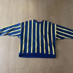 RAGOUT ネイビー/イエロー ストライプ トレーナー L