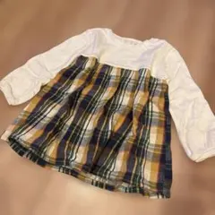 チェック柄フリル長袖カットソー 120cm