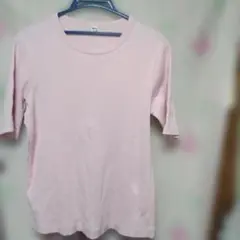 ユニクロ５分袖テイシャツピンク
