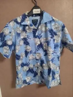 MEN'S BIGI アロハシャツ 半袖 ライトブルー系