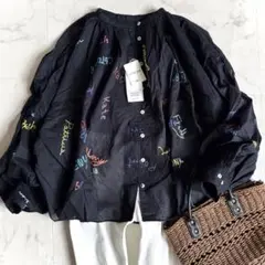 【新品】ビームスボーイ サインギャザースモック 定価1.6万円 ブラック 長袖