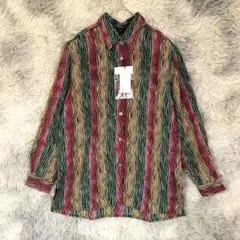 【ILFIRMA】ミックスカラー ストライプ 長袖 シャツ フリーサイズ 赤 緑