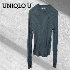 【美品】ユニクロU エクストラファインメリノ リブセーター ダークグリーン M