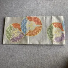 袋帯 三つの円形模様 金糸刺繍