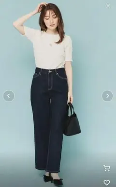 ダークブルー ストレートデニム ハイウエスト【値引き】