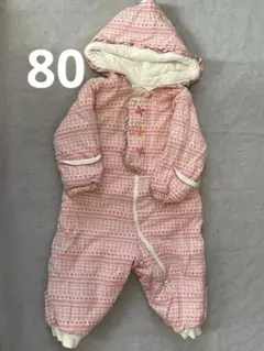 ファミリア　ジャンプスーツ　80 familiar 雪の結晶柄アウター ピンク