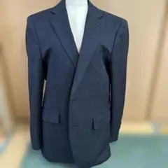 メンズ　ダークブルーのチェック柄　スーツジャケト　AB4