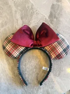 ミニーマウス カチューシャ チェック柄　即発送