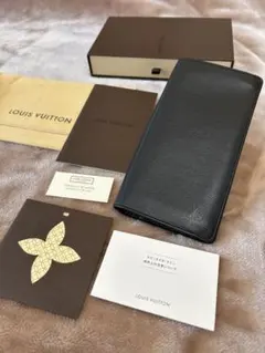 ルイヴィトン小銭入れ付長財布ポルトフォイユ・ブラザタイガ黒メンズロングウォレット