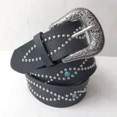 ウエスタンベルト ブラック ターコイズ スタッズ アメカジ デニム y2k
