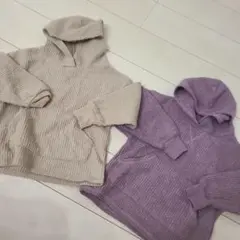 フード付き　パーカー 2色セット　くすみカラー　ナチュラル
