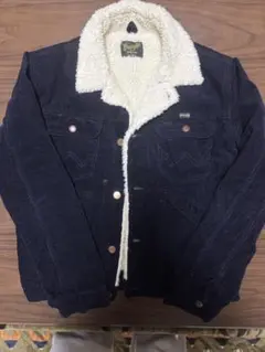 ネイビー コーデュロイ フリースジャケット　wrangler