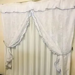 レトロ　フリル　レースカーテン　クロスオーバー