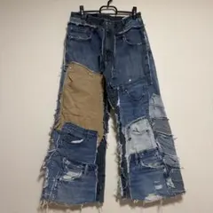 リメイクパンツ 再構築 フレア パッチワーク おしゃれ ワイド vol.97 