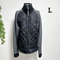 フィラ・L メンズ 長袖キルティングジャケット ブラック/グレー