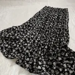 ジャーナルスタンダード レリューム 花柄 ロングスカート プリーツ 黒 マキシ丈