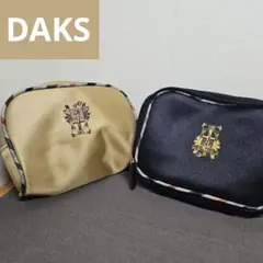 未使用 2色セット DAKS ダックス ポーチ ゴールド＆ブラック