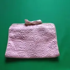 幾何学模様 ピンクポーチ 中型