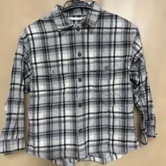 UNIQLOキッズ 長袖 チェックシャツ グレー 140