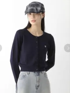 Heather モチーフコンパクトカーディガン ネイビー