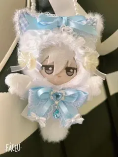 ぬい服 ちびぐるみ10cm 可愛いレースリボンお姫様パール付き猫 着せ替え服